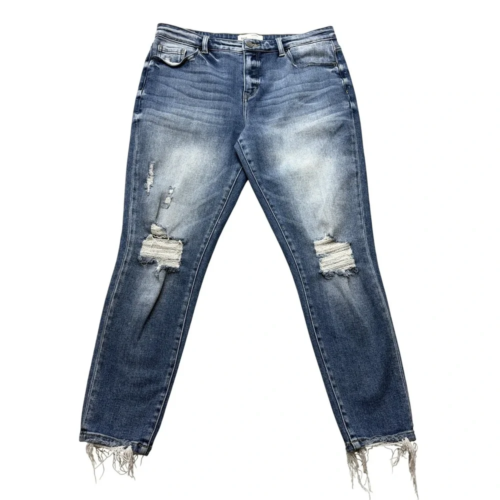 BKE‎ Gabby Jeans Womens Size 30 Blue High Rise Curvy Fit Ankle Skinny Distressed